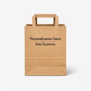 Personalizamos - Sacos Papel Kraft castanho de Asa Plana - Take Away - Personalizamos